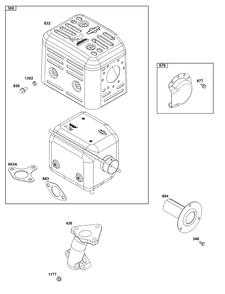 Part Location Diagram of 593089 Briggs and Stratton Manifold-exhaust